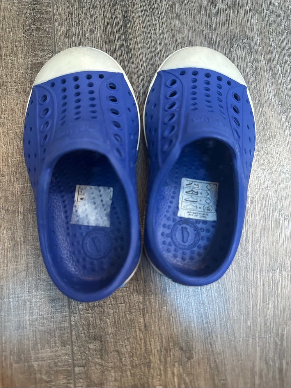 Native Shoes Kids Blue Slip-On Water Shoes with White Toe Cap